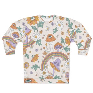 Unisex Sweatshirt - Trippy Retro Illustration - Mushrooms - Crewneck