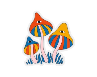 Mushroom Sticker - Retro Rainbow - Trippy Design - Hippy BOHO -  Fungi Lover - Kiss Cut Sticker - Water Bottle Laptop Psychedelia