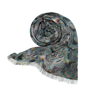 Dark Glitchy Raver Schal, Psychedelischer Regenbogen Pashmina, Festival Accessoire, Rave Schals für Musik Festivals, Bunte Rave Krawatte
