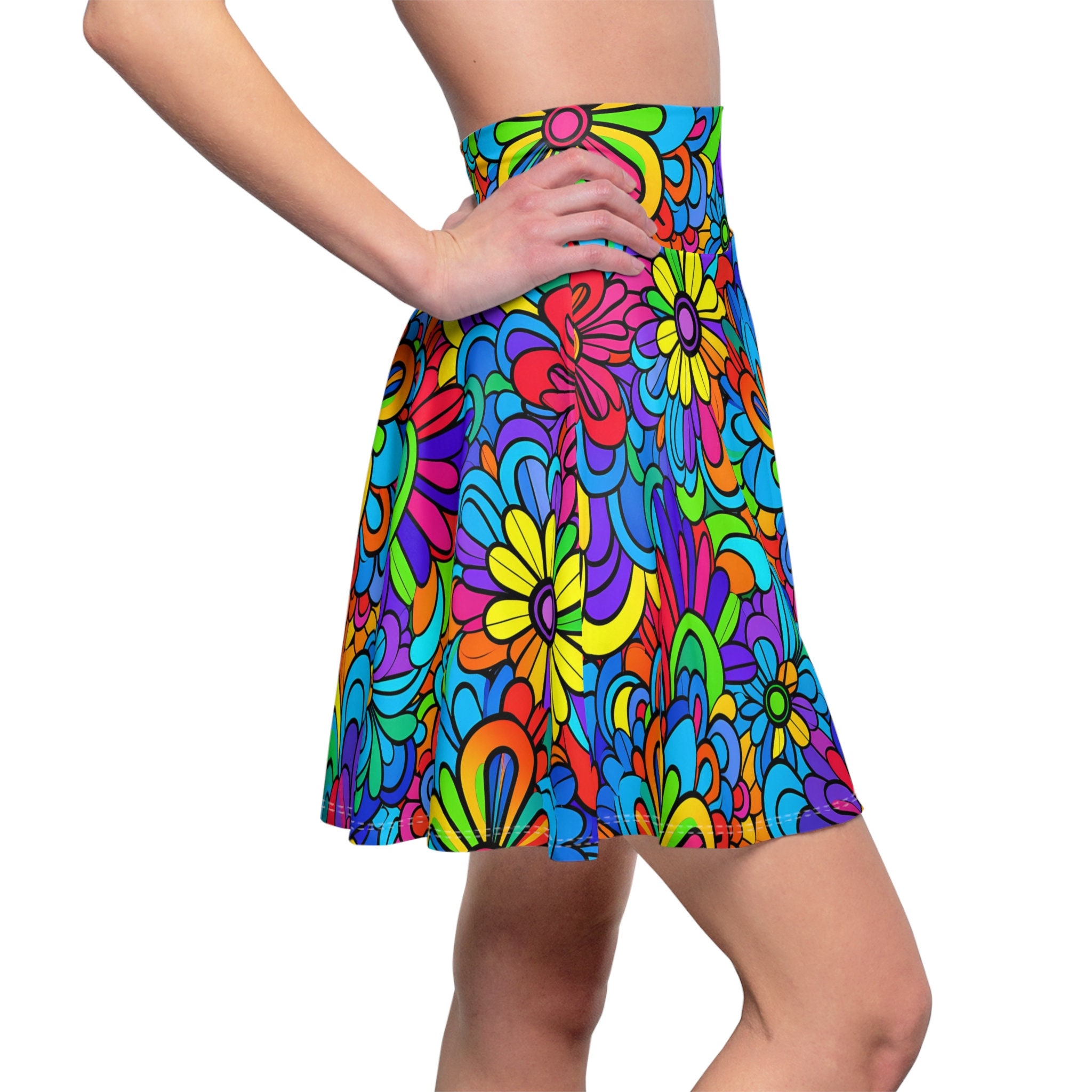 Flower Power Skater Skirt, Women's Skater Skirt