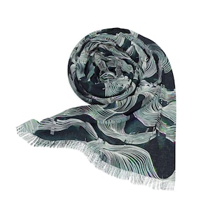 Trippy Glitch Raver Pash - Festival Schal - Grün, leichter Schal, Pashmina Schal, Boho Wrap, Hippie Halstuch - Wook Fashion