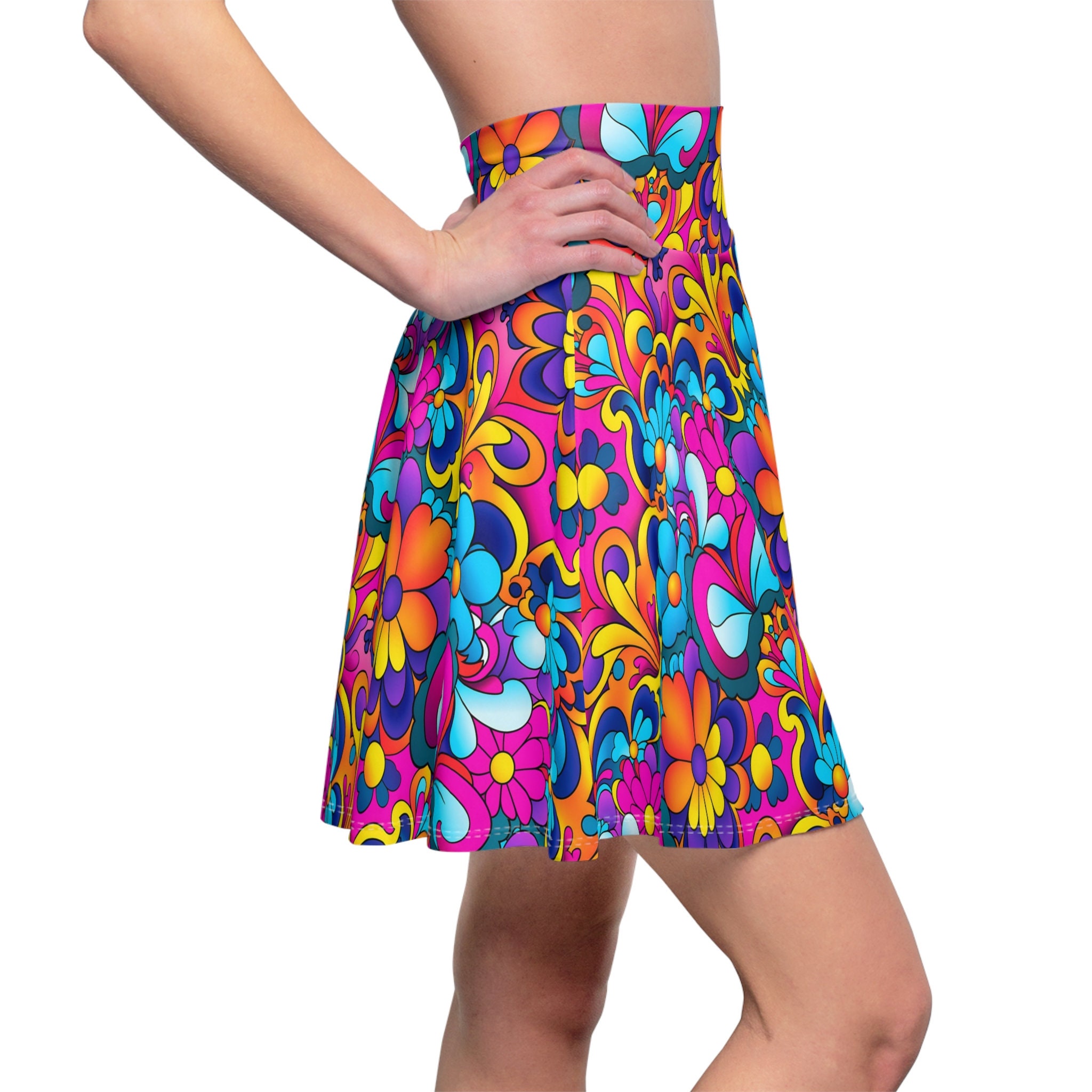 Flower Power Skater Skirt, Women's Skater Skirt