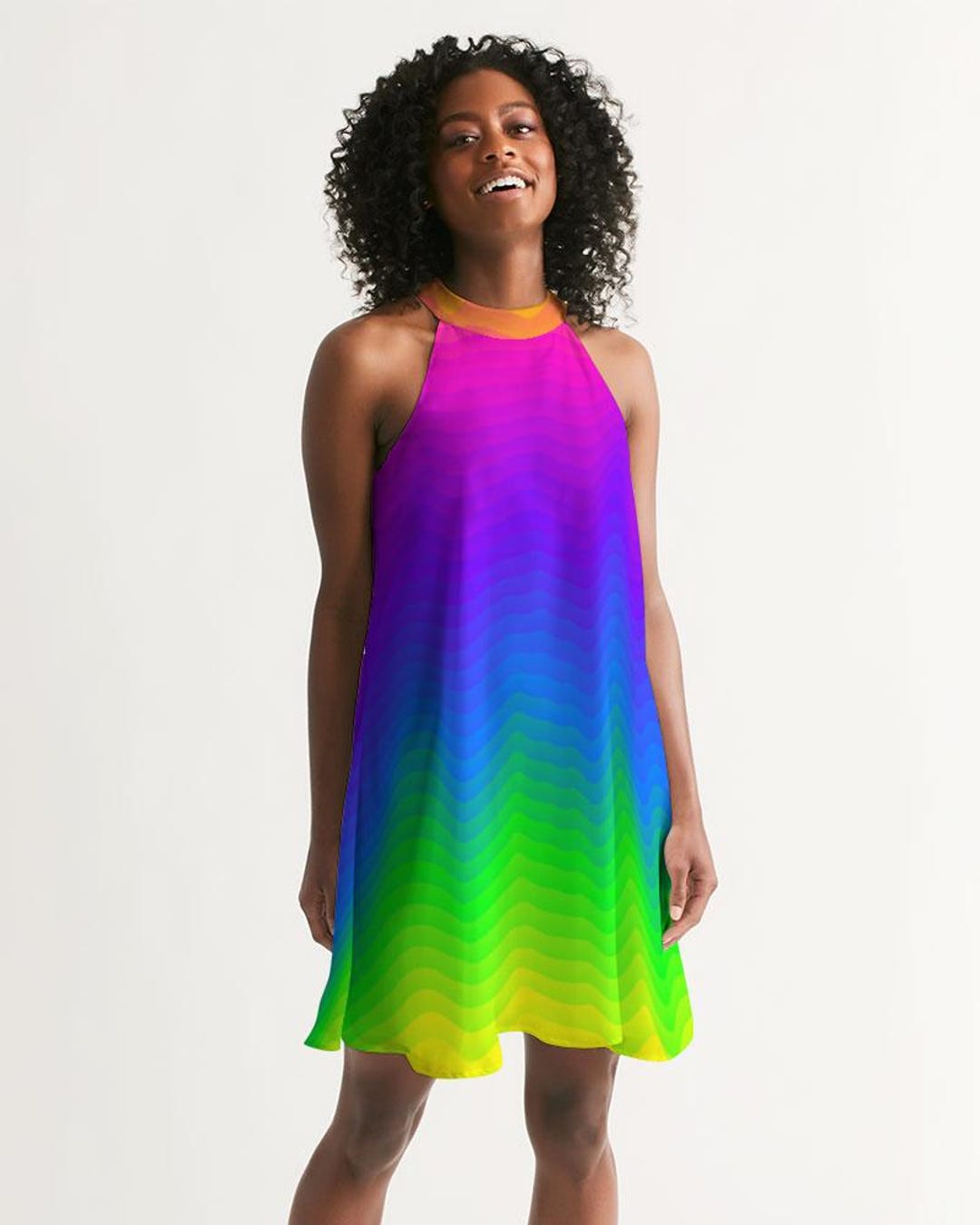 rainbow halter dress Halter Cut Out Maxi Dress