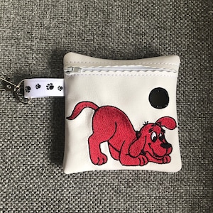 Big Red dog poop bag dispenser, Big Red dog bag, poop bag holder,Dog purse. Cartoon dog bag design. Puppy gift, new dog present, Red dog.