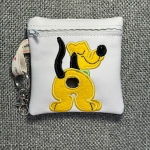 Pluto poo bag holder, Yellow dog poop bag dispenser, cartoon dog bag, nappy sack holder. Dog poo bag holder
