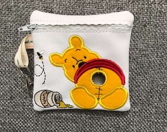 Cute bear nappy sack holder, yellow bear bag, Nappy sack dispenser, cute bear purse