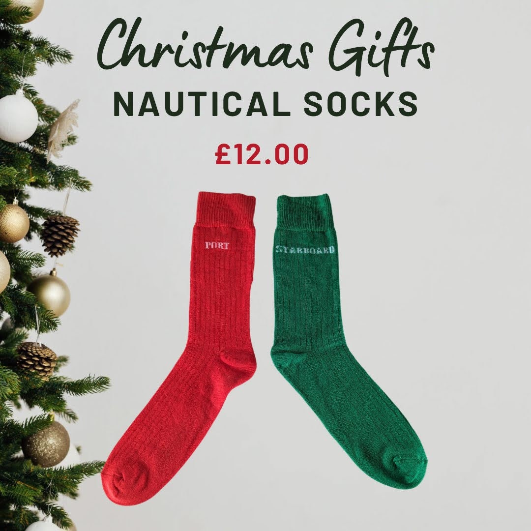Sailors Nautical Port & Starboard Christmas Socks Gift 