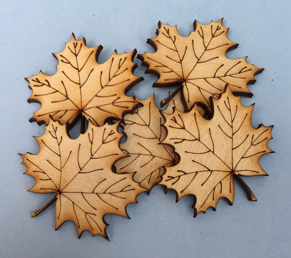 Maple Leaf intricate Laser cut natural finish Birch FSC Pk 5 Etsy