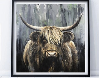 Impresión giclée de vaca de las Highlands, edición limitada de arte animal de PaulH