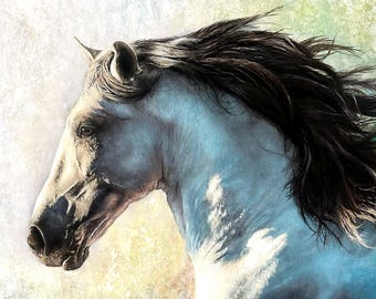Impresión giclée de edición limitada de Runaway Horse, arte ecuestre para pared