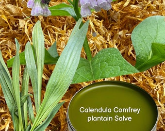 Comfrey Calendula Plantain** Herbal Salve - made in the USA, all natural ingredients