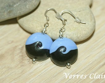 Earrings black and lavender "Twisty"