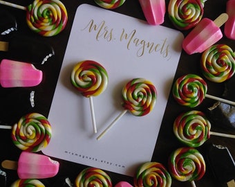 Lollipop Magnets - Set of 2 - Fridge Magnets - Decorative Magnets - Cute Magnets - Food Magnets - Refrigerator Magnets - Kitchen Magnets