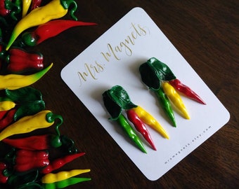 Chili Pepper Magnets - Set of 2 - Fridge Magnets - Decorative Magnets - Cute Magnets - Food Magnets - Refrigerator Magnets - Kitchen Magnets