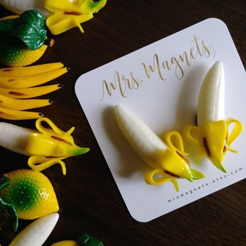 Peeled Banana Set of 2 Fridge Decorative Etsy