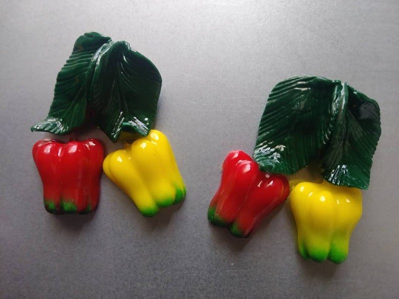 Red/yellow Bell Pepper Magnets Set of 2-fridge Magnets - Etsy