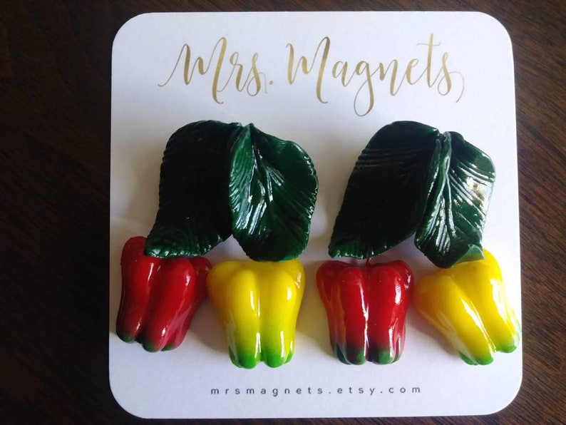 Red/yellow Bell Pepper Magnets Set of 2-fridge Magnets - Etsy