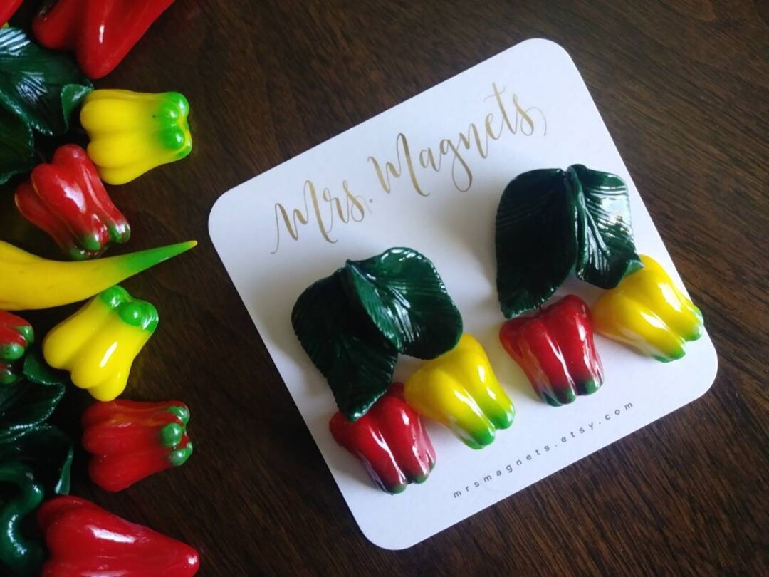 Red/yellow Bell Pepper Magnets Set of 2-fridge Magnets Decorative ...