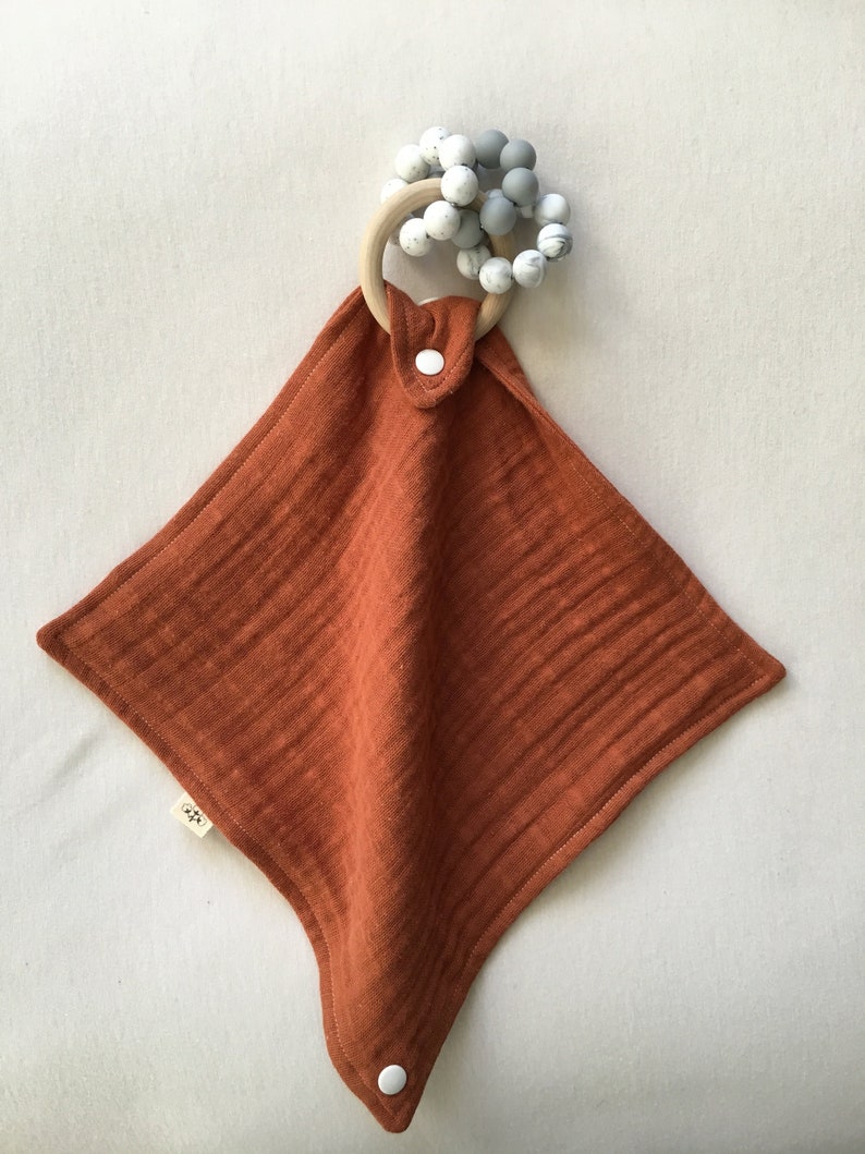gauze bib drool bib teether lovey bib lovey burp cloth rust snap bib double gauze bandana bib