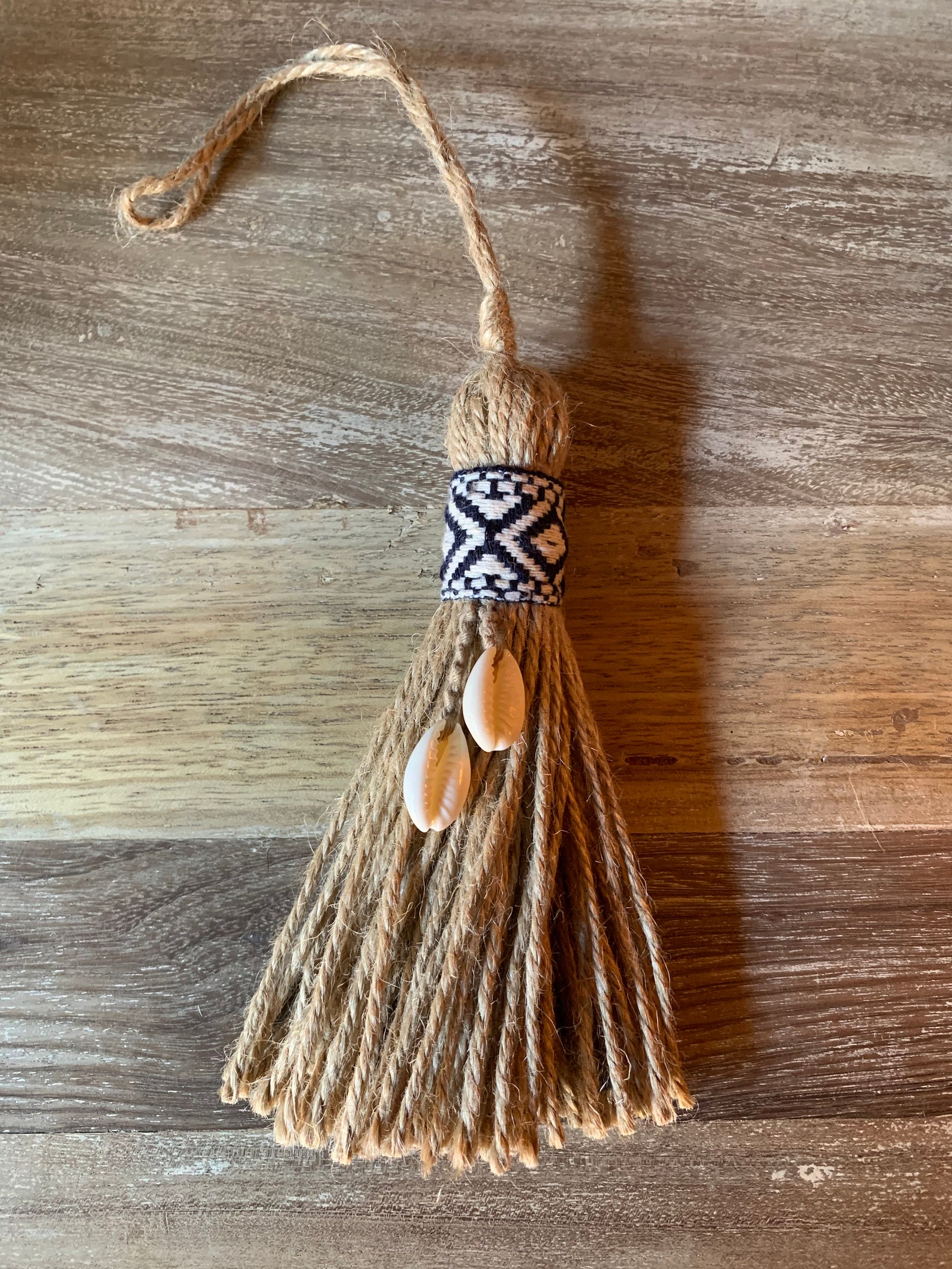 Large Jute Tassels Macrame Boho Tassels Cowrie Shells Door Etsy