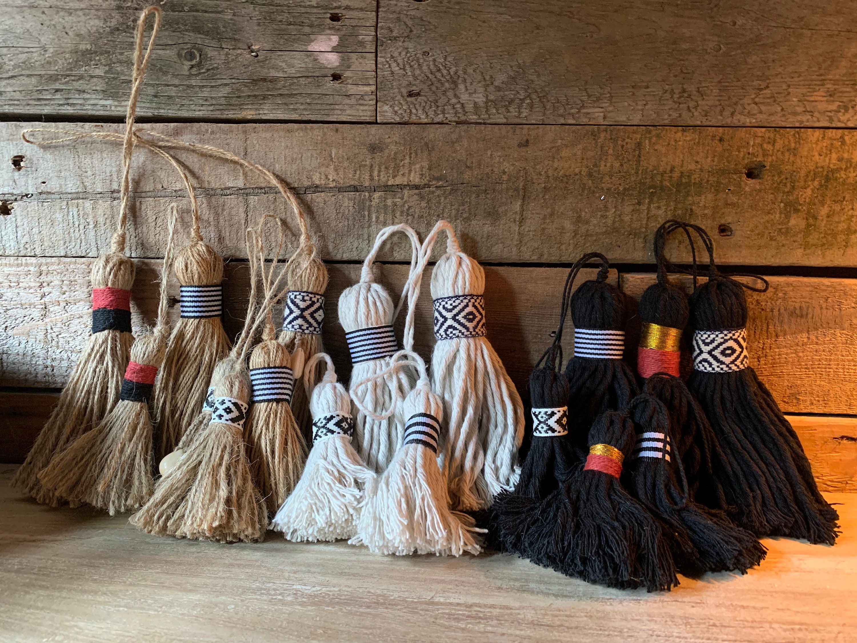 Large Jute Tassels Macrame Boho Tassels Cowrie shells Door Etsy