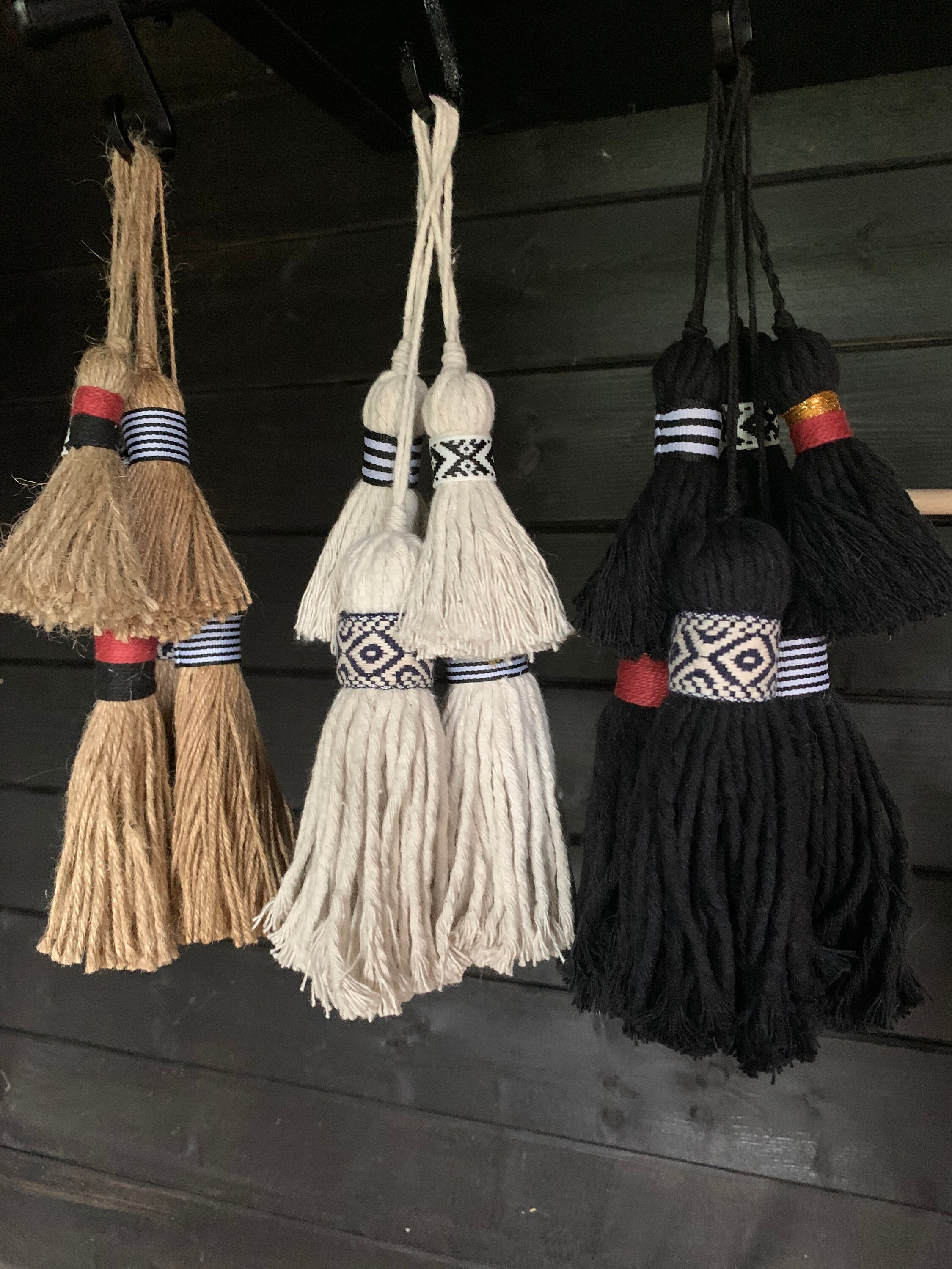 Large Jute Tassels Macrame Boho Tassels Cowrie shells Door Etsy