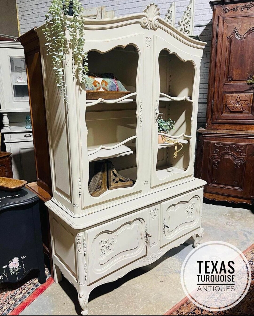 Antique French Louis XV China Cabinet Farmhouse Cottage - Etsy