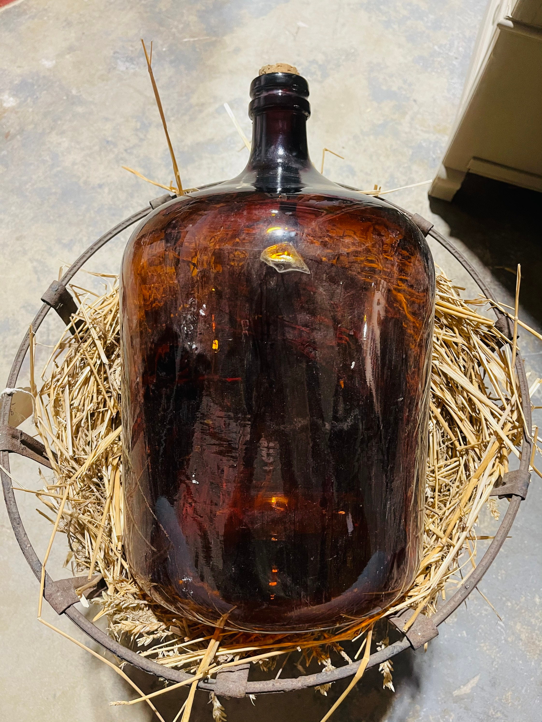 Vintage Hand Blown Glass Carboy Demi John in Metal Basket Etsy Canada