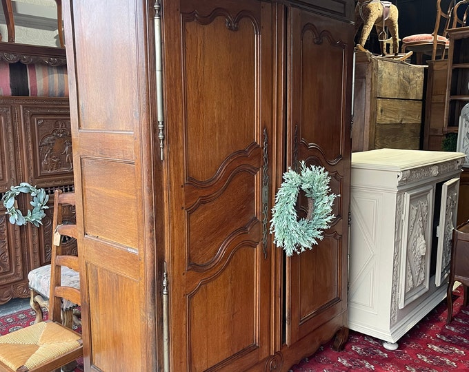 Antique French Provincial Wardrobe Carved 1800s Armoire Etsy