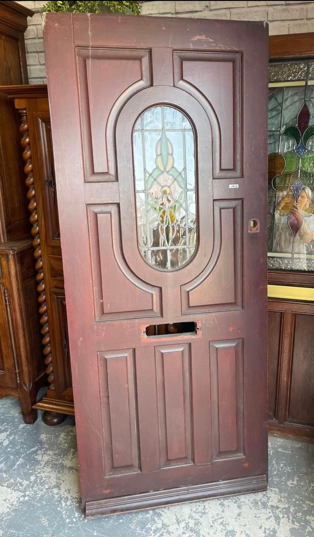 Vintage English Front Door Pantry Door Stained Glass Etsy