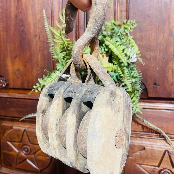 Antique Pulley Block and Tackle Etsy