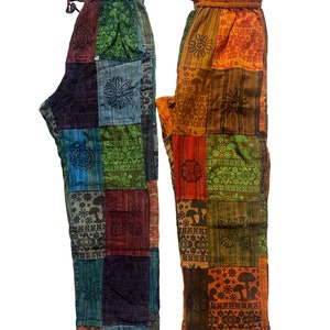 Unisex  hippie style patchwork mixed color  trouser