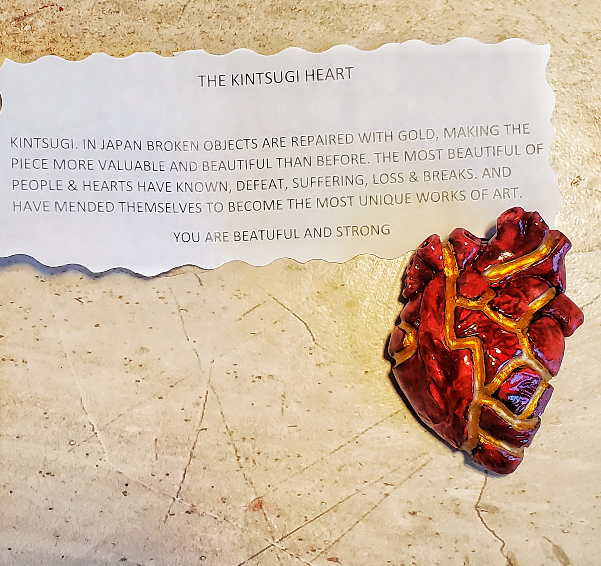 Kintsugi Wall Art Anatomical Heart Breakup Broken Beautiful Gold