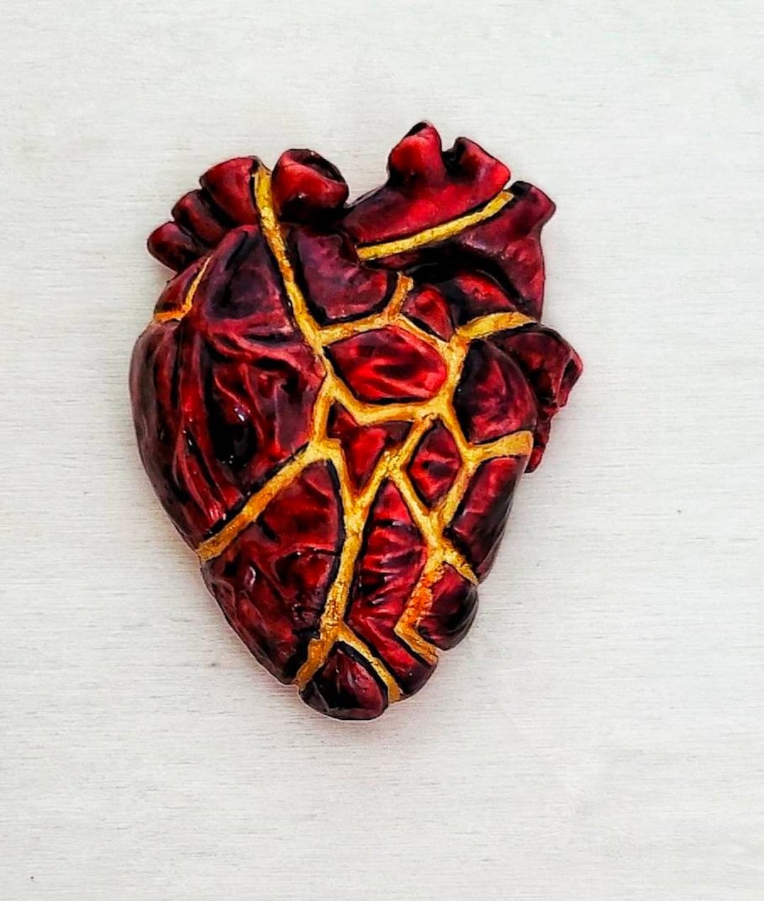 Kintsugi Wall Art Anatomical Heart Breakup Broken Beautiful Gold