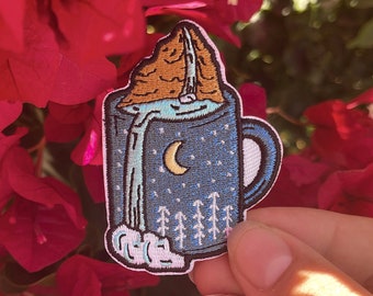adventure in my cup patch // travel embroidered patch