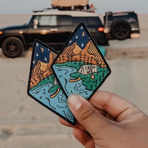 patch, camping, camp, outdoor, travel, mountain, forest, pine tree, moon, star, camp life, national park, national forest, road trip, hiking