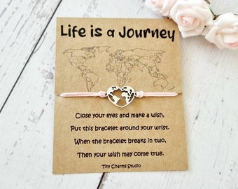Journey Wish bracelet, Long Distance Relationship, Adventure Bracelet, Best Friend Gift, Travel Wish Bracelet