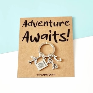 Personalised Travel keychain, Adventure keyring, Gift For Traveller