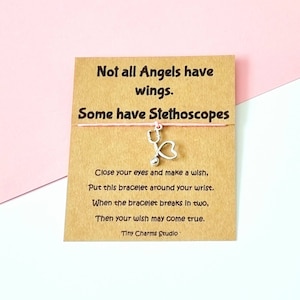 Stethoscope Charm Wish Bracelet, Nurse, Doctor Bracelet, Health Care worker Gift