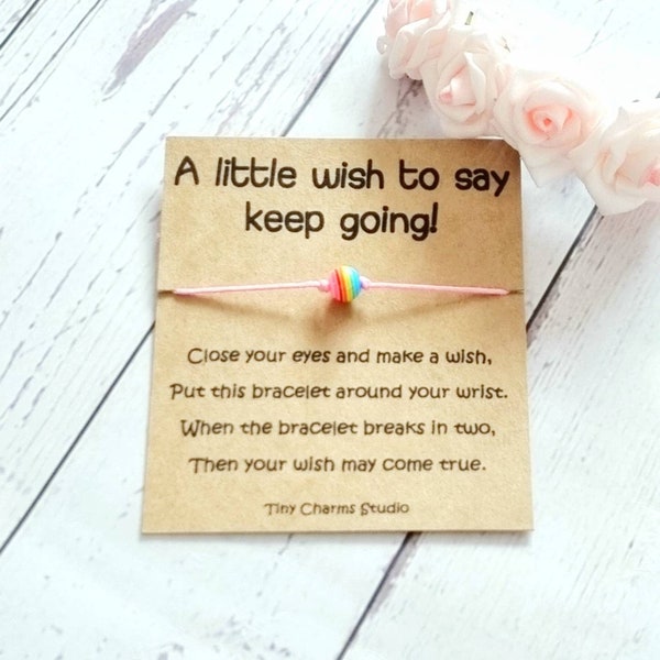 A Little wish To Say Keep Going Wish Bracelet, Encouragement Gift, Positive Gift