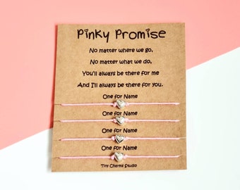 Set Of 4 Pinky Promise bracelets, BFF Best Friends Friendship Gift Set