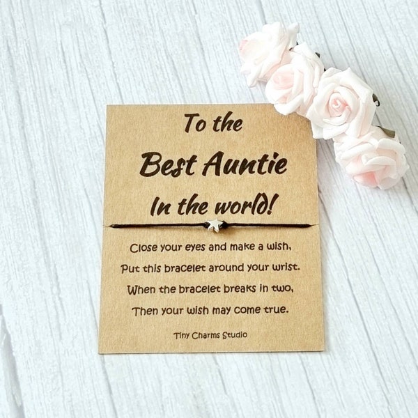 To The Best Auntie In The World Wish Bracelet, Auntie Wish Bracelet, Gift For Aunty, Keepsake Gift