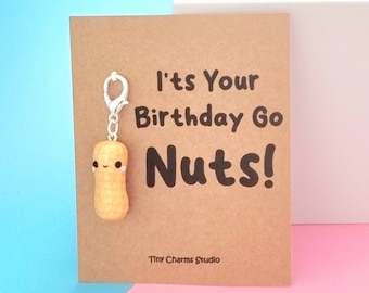 Kawaii Peanut Charm, Birthday Gift, Peanut Keyring