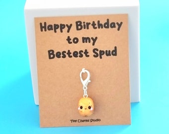 Kawaii Potato Clay Charm Keychain, Best Spud Birthday Gift