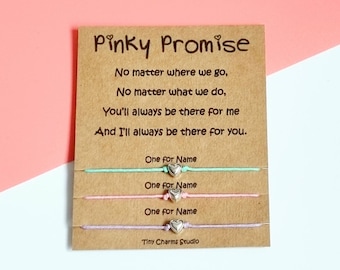 Set of Pinky Promise Bracelets, BFF Best Friends Friendship Gift