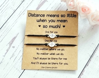 Set Of 2 Long Distance Wish Bracelet, Gift For Couples, Friendship Bracelet, Best Friend Bracelet