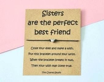 Sister Best Friend Wish Bracelet, Friendship Bracelet, Gift For Sister, Birthday Gift