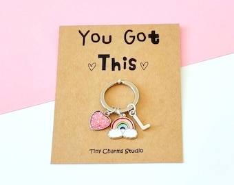 You Got This Rainbow Initial Keyring, Positive Encouragement Gift