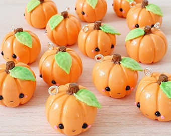 Kawaii pumpkin clay charm, Halloween pumpkin Keychain Gift