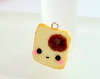 Kawaii Chocolate Spread On Toast Polymer Clay Charm, Miniature Food Charm, Toast Stitch Marker